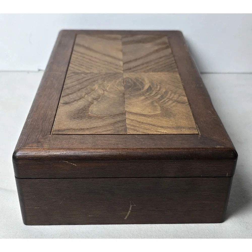 Wood Inlay Jewelry‎ Ring Brown Box Cream Inside